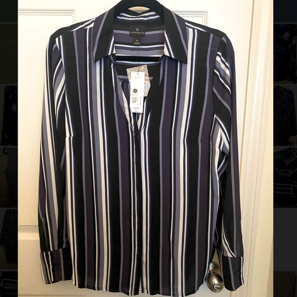 Worthington Purple Striped Shirt